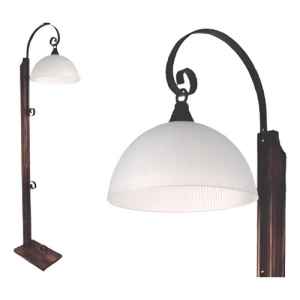 Lampara De Pie Hierro Y Madera Con Campana Contacto Colon