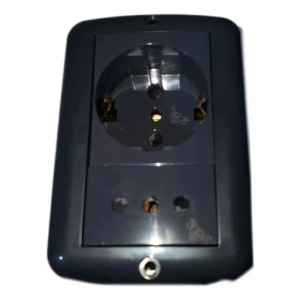 Caja Exterior 1 Mod Shucko + 1 Toma 3 En Linea Atenea Negro