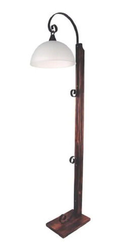 Lampara De Pie Hierro Y Madera Con Campana Contacto Colon - Imagen 2
