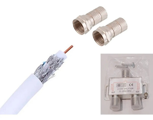 Cable Coaxil Coaxial Para Tv Rollo X 10mts Armado + Splitter