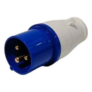 Ficha Industrial Macho 32 Amp 2 Polos Mas Tierra Azul