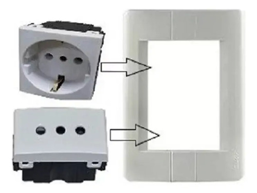 Plaqueta Completa 1 Toma Schuko + 1 Toma Modular Donna Kalop - Imagen 2