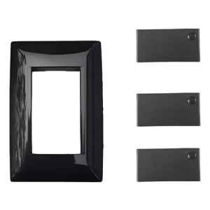 Plaqueta Molveno Atenea Negro 3 Modulo + 3 Módulos Unipolar