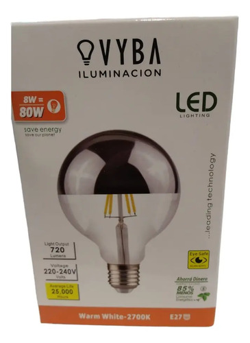 Lampara Vintage E27 Led Vyba A60 Cob Indirecta 8w Contacto - Imagen 2