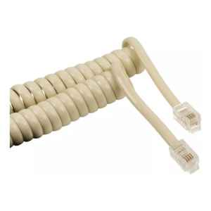 Cable Rulo Extensible De Teléfono Fijo Rj9 X 30cm Beige