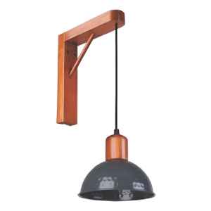 Aplique Pared Madera Campana Metal Contacto Electricidad