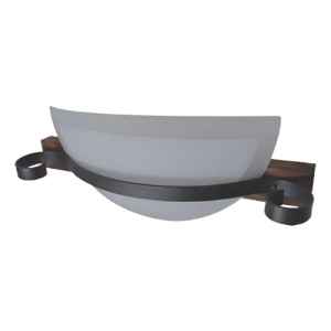 Aplique Medio Vidrio Madera Y Hierro Contacto Electricidad