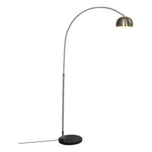 Lampara Pie Curva Cromada Base Mármol Altura Regulable