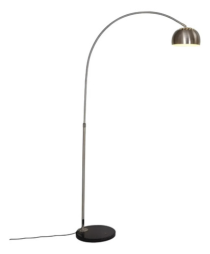 Lampara Pie Curva Cromada Base Mármol Altura Regulable