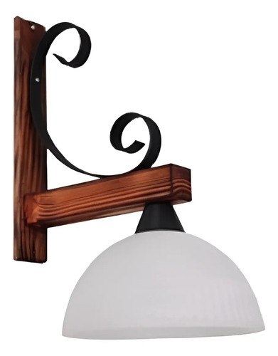 Aplique Pared Hierro Y Madera Con Campana