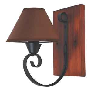 Aplique Hierro Y Madera Rustica Con Pantalla