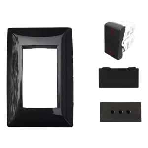 Plaqueta Molveno Atenea Negro + 1 Toma + Bipolar + Ciego