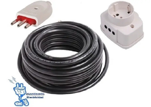 Alargue Armado 15 Mts Con Toma Schuko 2 Laterales Y Ficha 3l - Imagen 2