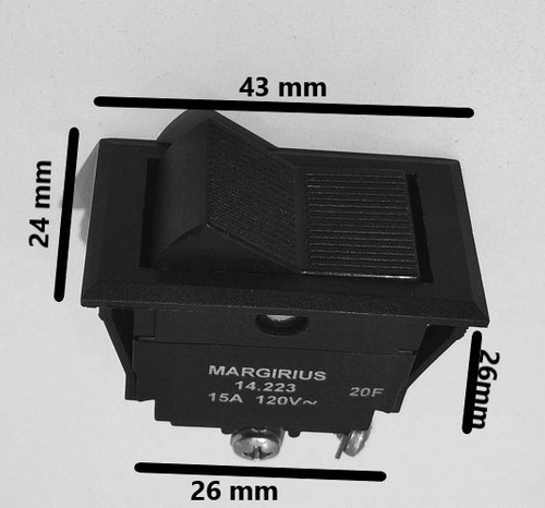 Tecla Bipolar On Off Margirius 15a 120/220v - Imagen 2