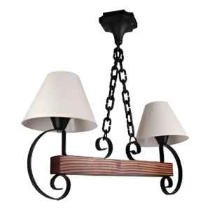 Colgante Hierro Y Madera 2 Pantallas Contacto Electricidad