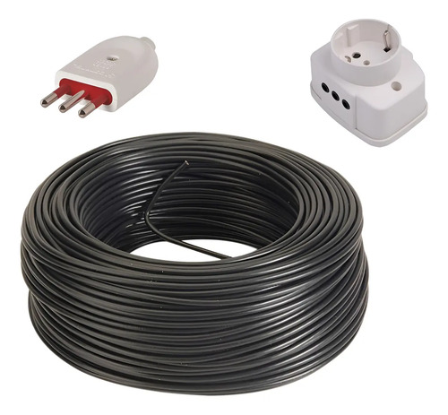 Alargue Armado 20m Toma Schuko Y 2 Modular + Ficha 3 Linea