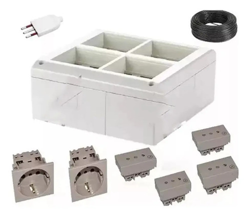 Caja Richi 8 Mod/con 2 Tomas Schuko + 4 Tomas Modular Armado