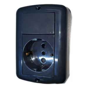 Caja Exterior 3 Modulos + Bipolar + Shucko Atenea Negro