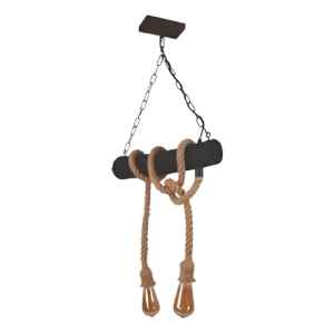 Colgante Rustico Con Dos Cuerdas Y Tronco En Madera