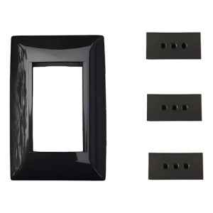 Plaqueta Molveno Atenea 3 Módulos Negro + 3 Toma 3 En Linea