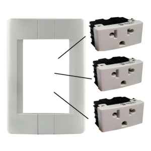 Plaqueta Kalop 3 Módulos Con 3 Tomas Americano