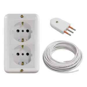 Caja Armada 2 Mod Shucko +1 M Cable Goma 3x2 + Ficha 3 Patas